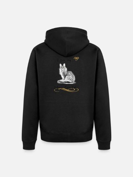 Maine Coon Cat, J’aime mon Maine Coon - Veste à capuche bio Premium Unisexe - noir