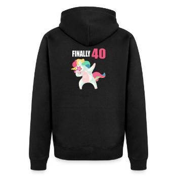 40. Geburtstag Endlich 40 Einhorn Dabbing Geschenk - Unisex Premium Bio Zip Hoodie - Schwarz - Hinten - Nico (187cm)
