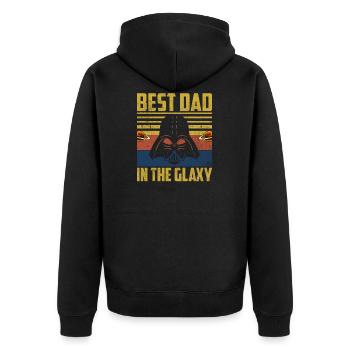best dad in the galaxy. gift, fathers day - Unisex Premium Organic Zip Hoodie - black - Back - Nico (187cm)
