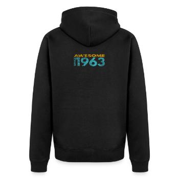 Génial depuis 1963 - Veste à capuche bio Premium Unisexe - noir - Dos - Nico (187cm)