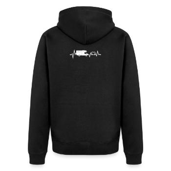 Camping Heartbeat ECG Motorhome Camping - Unisex Premium Organic Zip Hoodie - black - Back - Nico (187cm)