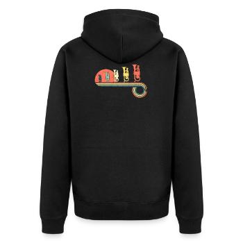Flugelhorn Vintage Sunset Rainbow Farbe - Unisex Premium Bio Zip Hoodie - Schwarz - Hinten - Nico (187cm)