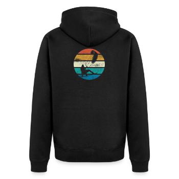 Kitesurf vintage, Kitesurfer, Coucher de soleil - Veste à capuche bio Premium Unisexe - noir - Dos - Nico (187cm)