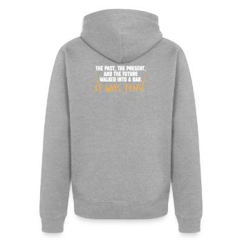Grammatik Deutsch Lehrer/in Spruch - Unisex Premium Bio Zip Hoodie - Grau meliert - Hinten - Nico (187cm)