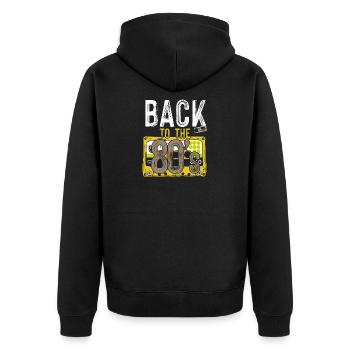 party 80s retro costume Back to the 80's outfit - Unisex Premium Bio Zip Hoodie - Schwarz - Hinten - Nico (187cm)