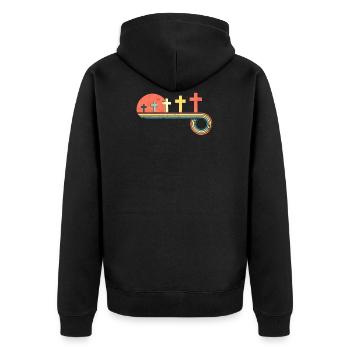 Christian Cross Symbol Vintage Puesta de sol - Veste à capuche bio Premium Unisexe - noir - Dos - Nico (187cm)
