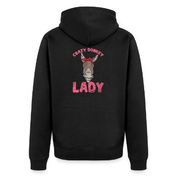 Verrückte Eseldame Urkomische Esel-Liebhaberin Fra - Unisex Premium Bio Zip Hoodie - Schwarz - Hinten - Nico (187cm)