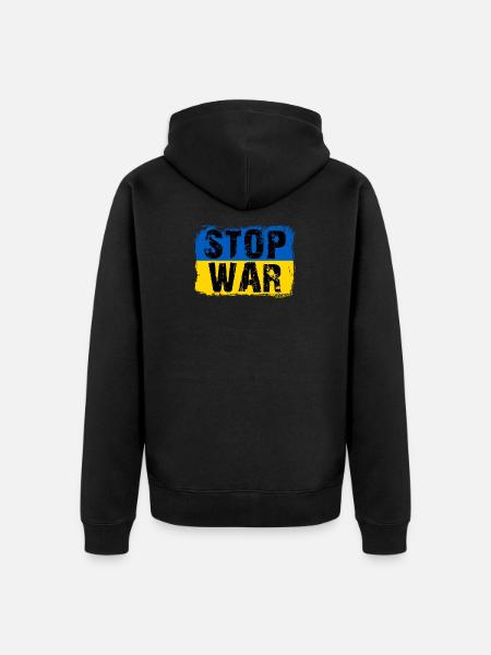 I Stand With Ukraine - Unisex Premium Organic Zip Hoodie - black