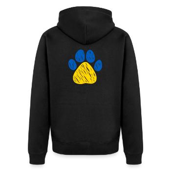 I Stand With Ukraine PAW - Unisex Premium Bio Zip Hoodie - Schwarz - Hinten - Nico (187cm)