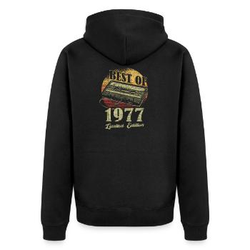 Best Of 1977 Retro Cassette Tape - Unisex Premium Bio Zip Hoodie - Schwarz - Hinten - Nico (187cm)