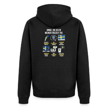 Schweden Spruch | Lustiger Freizeit Spruch Sweden - Unisex Premium Bio Zip Hoodie - Schwarz - Hinten - Nico (187cm)