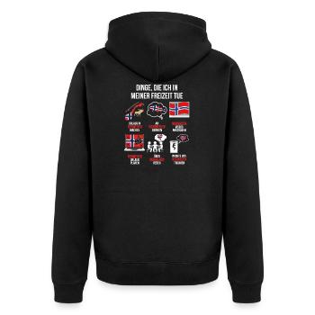 Norwegen Spruch | Lustiger Freizeit Spruch Norway - Unisex Premium Bio Zip Hoodie - Schwarz - Hinten - Nico (187cm)