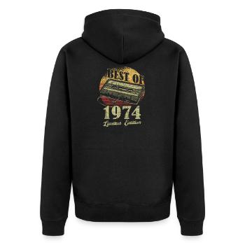 Best Of 1974 Retro Cassette Tape - Unisex Premium Bio Zip Hoodie - Schwarz - Hinten - Nico (187cm)