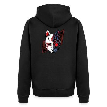 mecha kitsune anime manga cat fox - Unisex Premium Bio Zip Hoodie - Schwarz - Hinten - Nico (187cm)