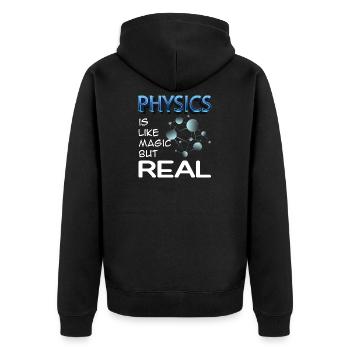 Physic is like magic but real - Unisex Premium Organic Zip Hoodie - black - Back - Nico (187cm)