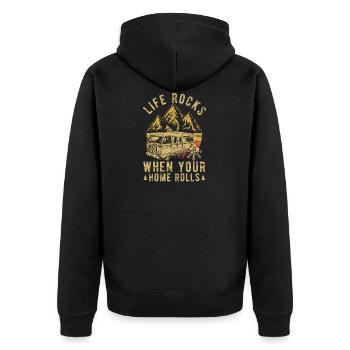 Life Rocks When Your Home Rolls Funny RV Motorhome - Unisex Premium Bio Zip Hoodie - Schwarz - Hinten - Nico (187cm)