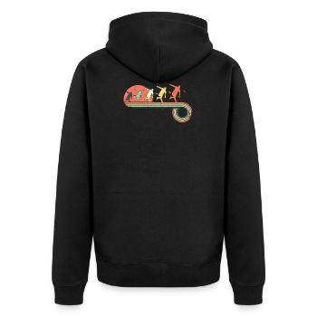 Frisbee Wurf Ultimate Disc Golf Retro Vintage - Unisex Premium Bio Zip Hoodie - Schwarz - Hinten - Nico (187cm)