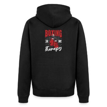 Boxing is my therapy Funny Boxer Training - Unisex Premium Organic Zip Hoodie - black - Back - Nico (187cm)