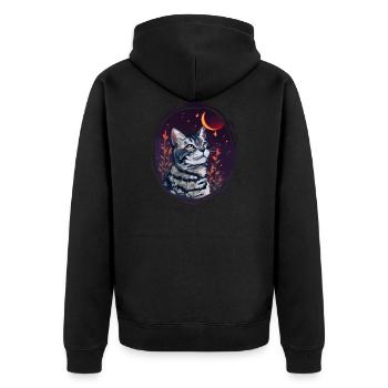 Shadowsight Schattenhelle Warriors Cats Katze Grau - Unisex Premium Bio Zip Hoodie - Schwarz - Hinten - Nico (187cm)