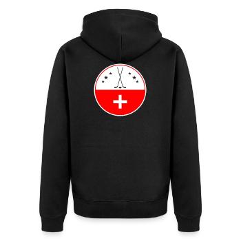 Switzerland Hockey - Unisex Premium Organic Zip Hoodie - black - Back - Nico (187cm)
