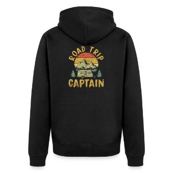 Road Trip Captain Funny RV Trailer - Unisex Premium Bio Zip Hoodie - Schwarz - Hinten - Nico (187cm)