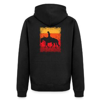 Westernreiterin Westernreiten Reiterin Reitsport - Unisex Premium Bio Zip Hoodie - Schwarz - Hinten - Nico (187cm)