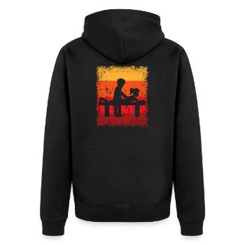Physiotherapie Physiotherapeut Massage Masseur - Unisex Premium Bio Zip Hoodie - Schwarz - Hinten - Nico (187cm)