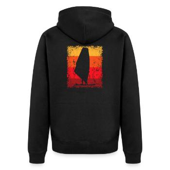 Windsurf Windsurfen Windsurfer Windsurfing - Unisex Premium Bio Zip Hoodie - Schwarz - Hinten - Nico (187cm)