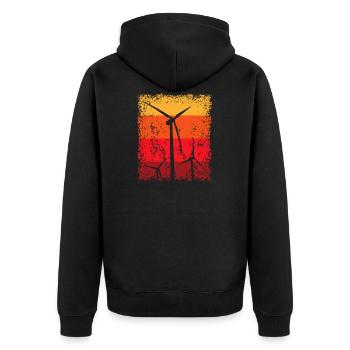 Windenergie Windkraft Windkraftanlage Windrad - Unisex Premium Bio Zip Hoodie - Schwarz - Hinten - Nico (187cm)