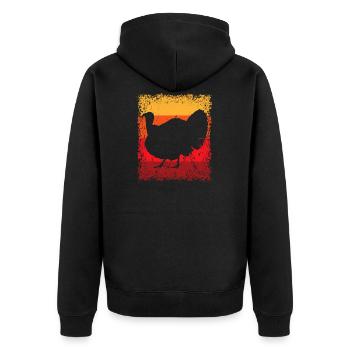 Truthahn Bauernhof Landwirtschaft Geflügel - Unisex Premium Bio Zip Hoodie - Schwarz - Hinten - Nico (187cm)