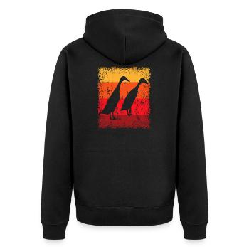 Laufenten Bauernhof Landwirtschaft Geflügel - Unisex Premium Bio Zip Hoodie - Schwarz - Hinten - Nico (187cm)