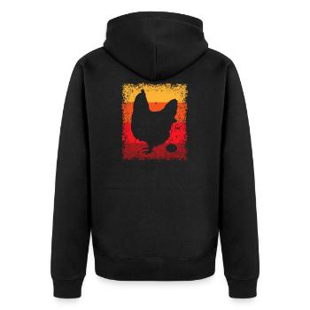 Huhn Hühner Bauernhof Landwirtschaft - Unisex Premium Bio Zip Hoodie - Schwarz - Hinten - Nico (187cm)