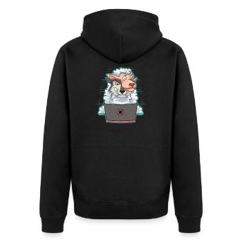 Hacker Wolf im Schafspelz Cybersicherheit - Unisex Premium Bio Zip Hoodie - Schwarz - Hinten - Nico (187cm)