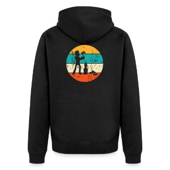 Holzfäller Baumfäller Waldarbeiter - Unisex Premium Bio Zip Hoodie - Schwarz - Hinten - Nico (187cm)