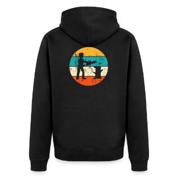 Holzfäller Baumfäller Motorsäge Kettensäge - Unisex Premium Bio Zip Hoodie - Schwarz - Hinten - Nico (187cm)