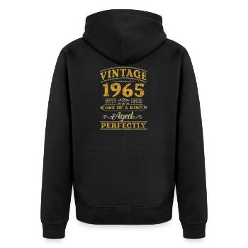 Vintage 1965 One Of A Kind - Unisex Premium Bio Zip Hoodie - Schwarz - Hinten - Nico (187cm)