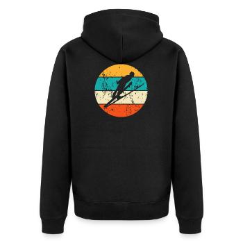 Vintage Retro Skispringer Skispringen - Unisex Premium Bio Zip Hoodie - Schwarz - Hinten - Nico (187cm)