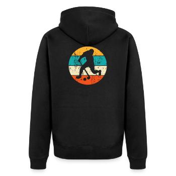 Feldhockeyspieler Feldhockey Fieldhockey Hockey - Unisex Premium Bio Zip Hoodie - Schwarz - Hinten - Nico (187cm)