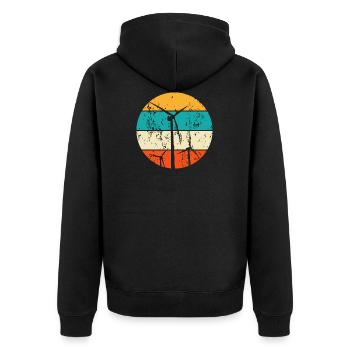 Erneuerbare Energien Windenergie Windkraft - Unisex Premium Bio Zip Hoodie - Schwarz - Hinten - Nico (187cm)