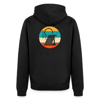 Fotovoltaik Solarkraft Photovoltaik Solar Energie - Unisex Premium Bio Zip Hoodie - Schwarz - Hinten - Nico (187cm)