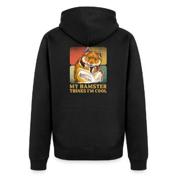 My Hamster Thinks I'm Cool Hamster Dad - Unisex Premium Organic Zip Hoodie - black - Back - Nico (187cm)