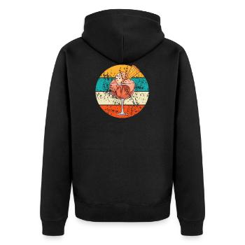 Vintage Retro Eisbecher - Unisex Premium Bio Zip Hoodie - Schwarz - Hinten - Nico (187cm)