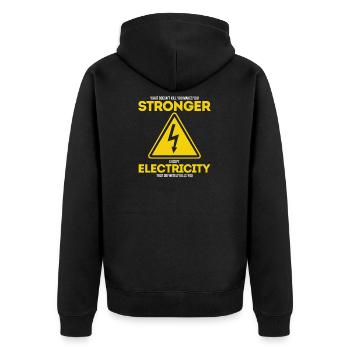 What Doesn't Kill You Electricity Electrician Gift - Unisex Premium Bio Zip Hoodie - Schwarz - Hinten - Nico (187cm)
