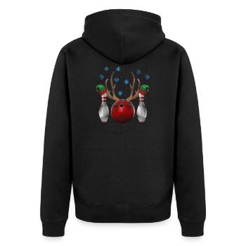 Drôle Bowling Ugly Christmas T-Shirt Elf Hat Noël - Veste à capuche bio Premium Unisexe - noir - Dos - Nico (187cm)