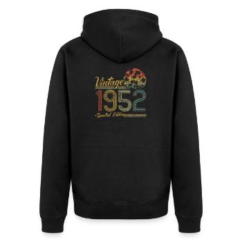 Vintage 1952 Limited Edition - Unisex Premium Bio Zip Hoodie - Schwarz - Hinten - Nico (187cm)