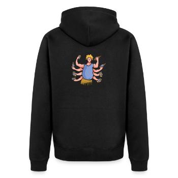 Wie ein achtarmiger einen Reinorgeln mit Gerhardt - Unisex Premium Bio Zip Hoodie - Schwarz - Hinten - Nico (187cm)