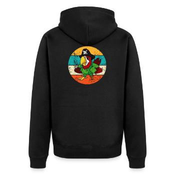 Vintage Retro Papagei Pirat - Unisex Premium Bio Zip Hoodie - Schwarz - Hinten - Nico (187cm)