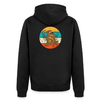 Vintage Retro Braunbär Hönig Bienen - Unisex Premium Bio Zip Hoodie - Schwarz - Hinten - Nico (187cm)