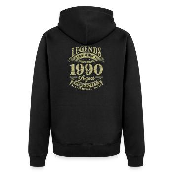 Legends Were Born In 1990 - Unisex Premium Bio Zip Hoodie - Schwarz - Hinten - Nico (187cm)