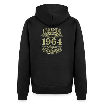 Legends were born in 1964 - Unisex Premium Organic Zip Hoodie - black - Back - Nico (187cm)